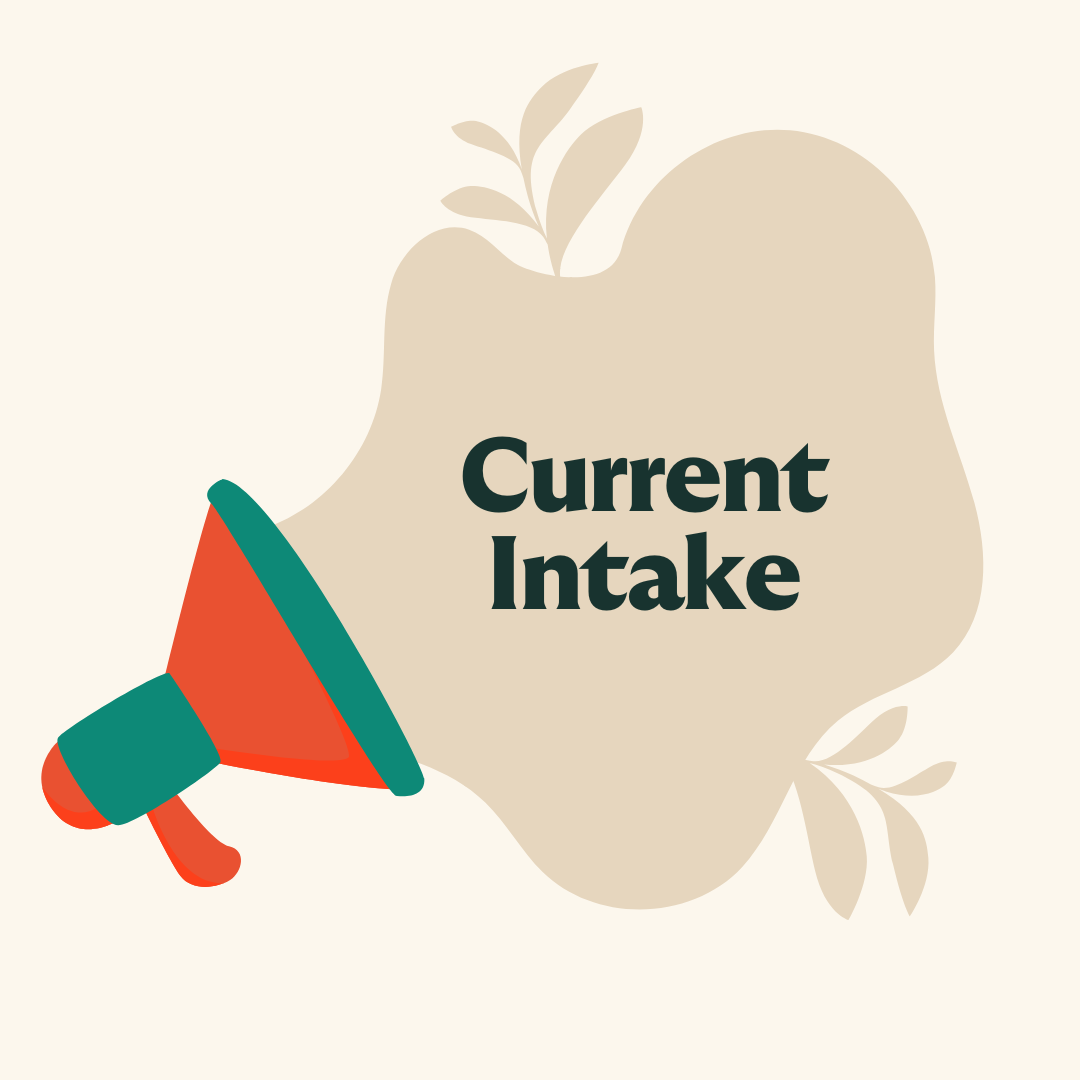 An illustration of a megaphone with the words "Current Intake"